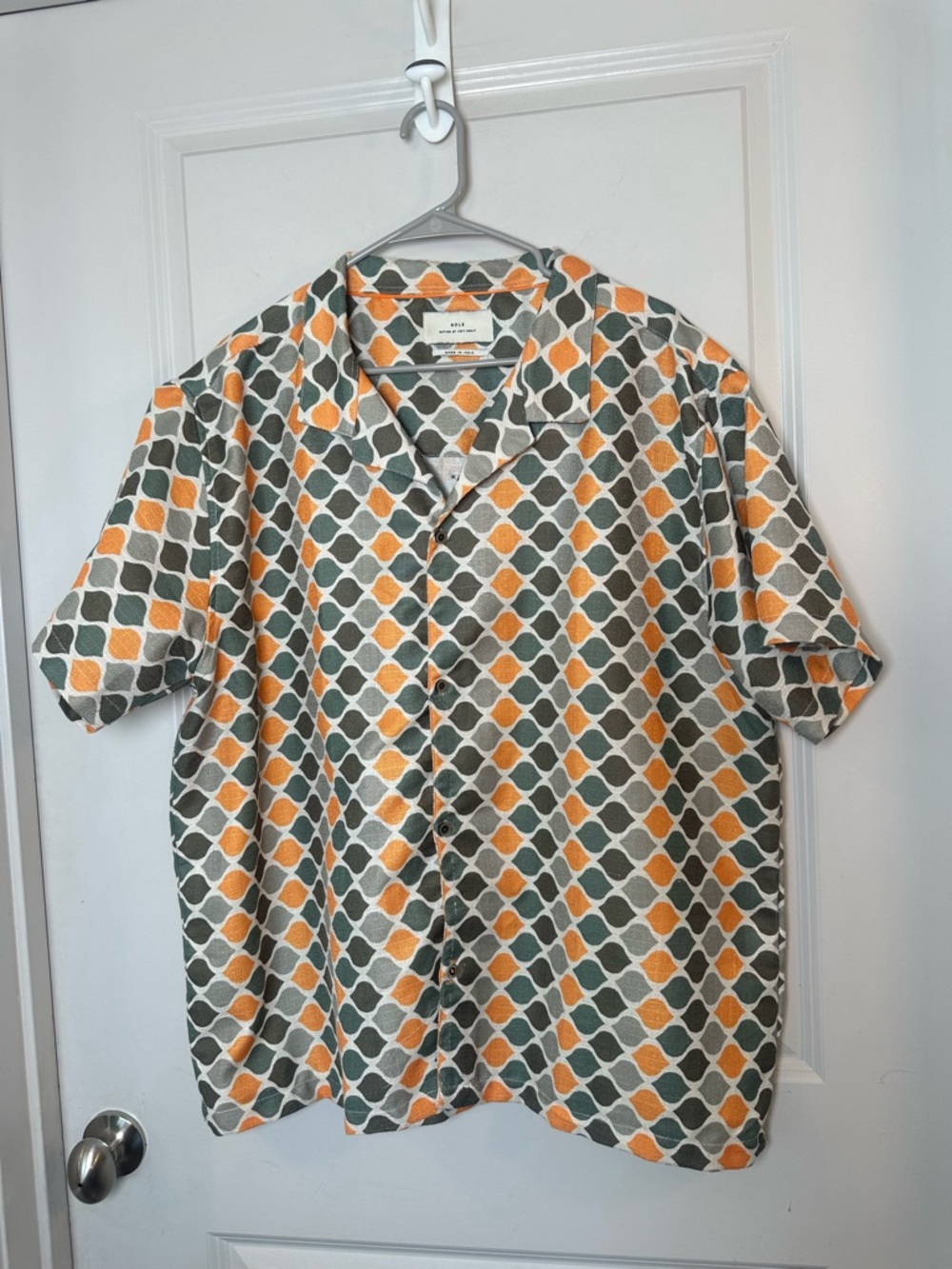 NOLS Retro Orange & Green Button Up Lightweight Luxury Shirt, Size XL
